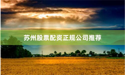 苏州股票配资正规公司推荐